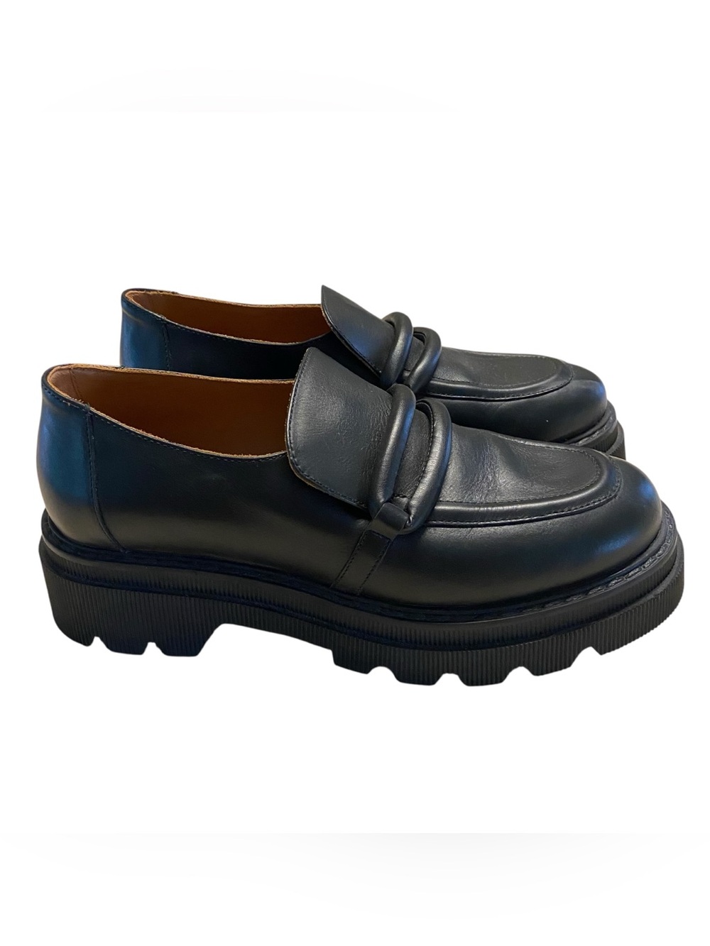Voile Blanche Shoes Womens Size 39 (8.5) Leather Platform Loafers Black Elaiza
